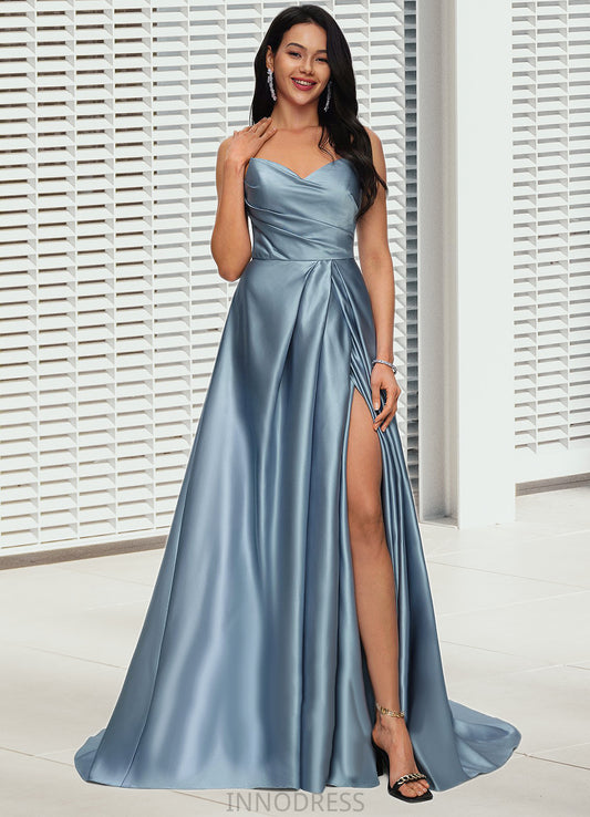 Lexie Ball-Gown/Princess V-Neck Sweep Train Satin Prom Dresses DPP0022191