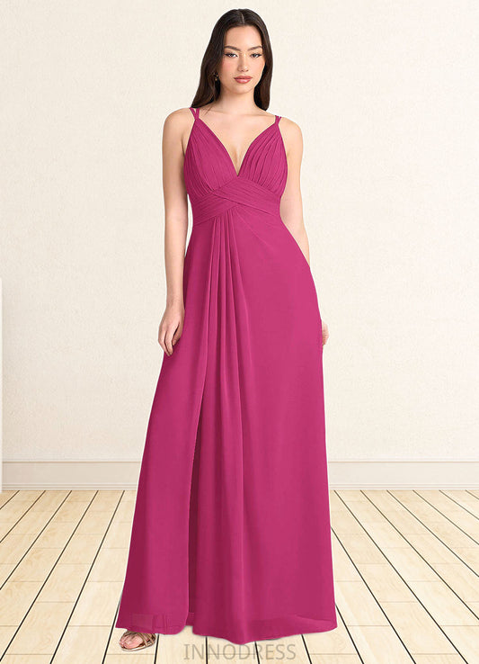 Deborah April Hot Pink V Neck Maxi Dress Atelier Dresses | Azazie DPP0022895