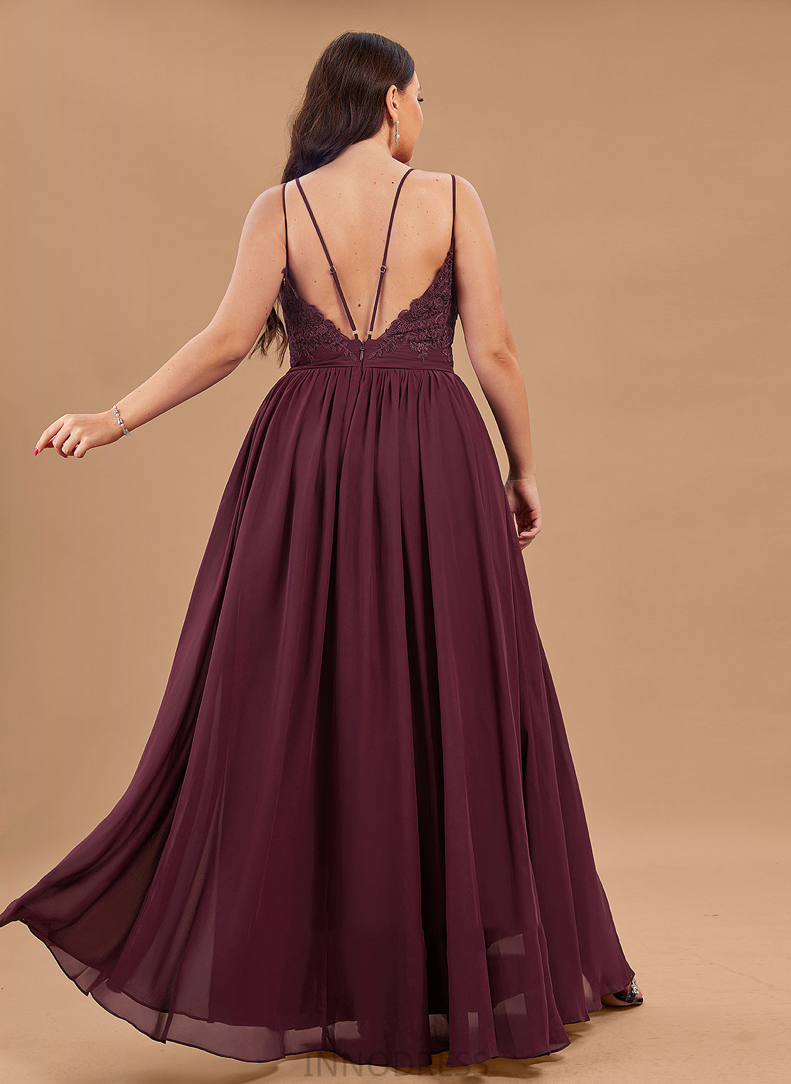 With Lace Aileen Floor-Length Chiffon A-Line Prom Dresses V-neck Ruffle