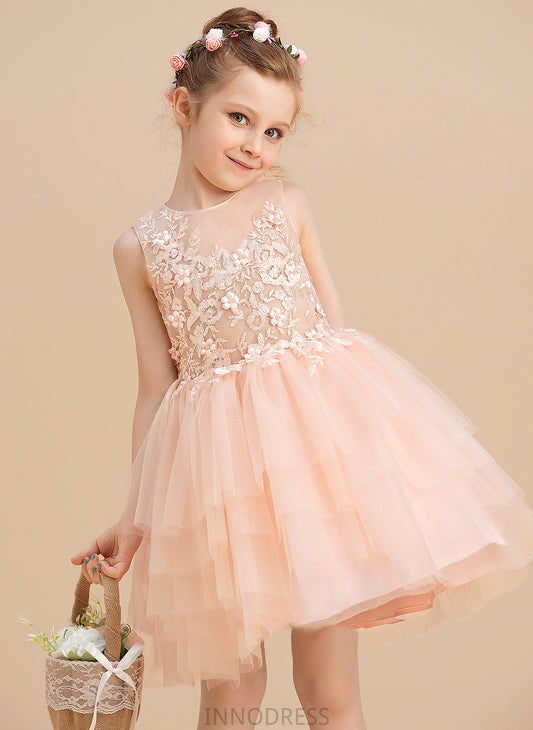 - Knee-length Scoop Neck Aniya Tulle/Lace Lace/Beading Sleeveless Flower Flower Girl Dresses Dress With Ball-Gown/Princess Girl