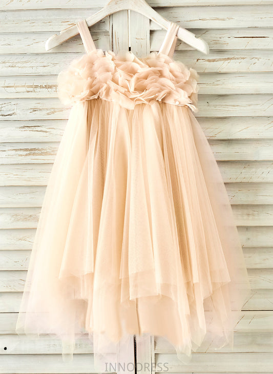 - Straps Dress With Lucinda Beading Flower Girl Flower Girl Dresses A-Line/Princess Knee-length Sleeveless Tulle