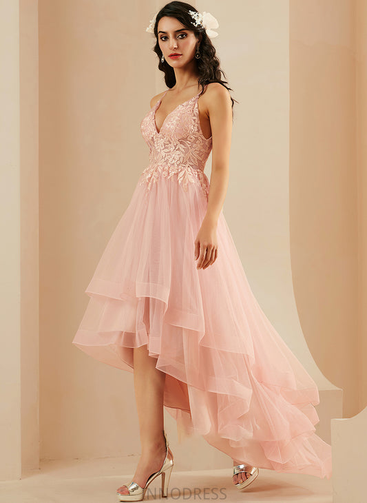 Asymmetrical With Ball-Gown/Princess Prom Dresses Annika V-neck Lace Tulle