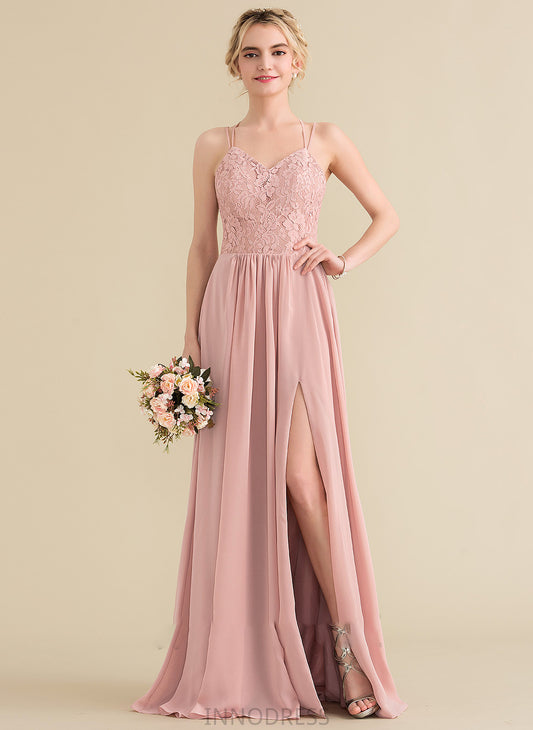 Split Sweetheart Front Prom Dresses With Lace A-Line Evelyn Chiffon Floor-Length
