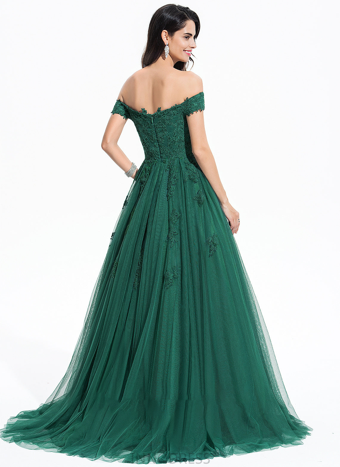 Train Sweep Desiree Lace Prom Dresses Ball-Gown/Princess Tulle With V-neck