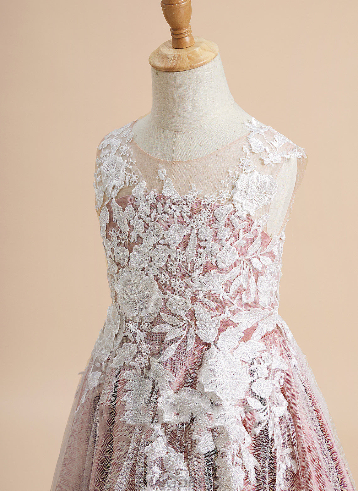 - Flower Dress Lace Rylie Floor-length Flower Girl Dresses Girl Sleeveless Tulle With Neck Scoop A-Line