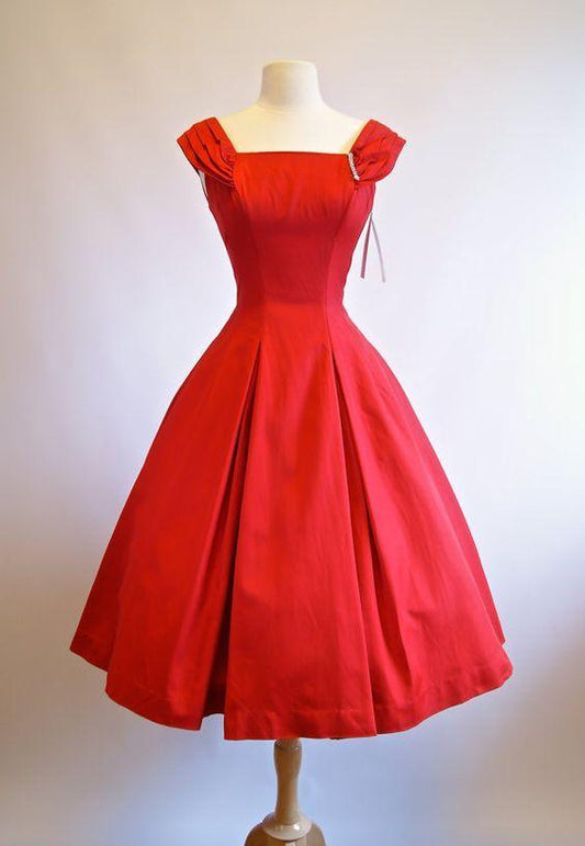 1950S Vintage Ball Gown Red Mini Short Dress Party Homecoming Dresses Eve Cocktail Gowns