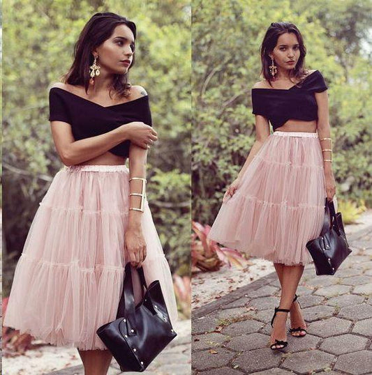 2 Pieces Black Pink Homecoming Dresses Aliza Top Skirt
