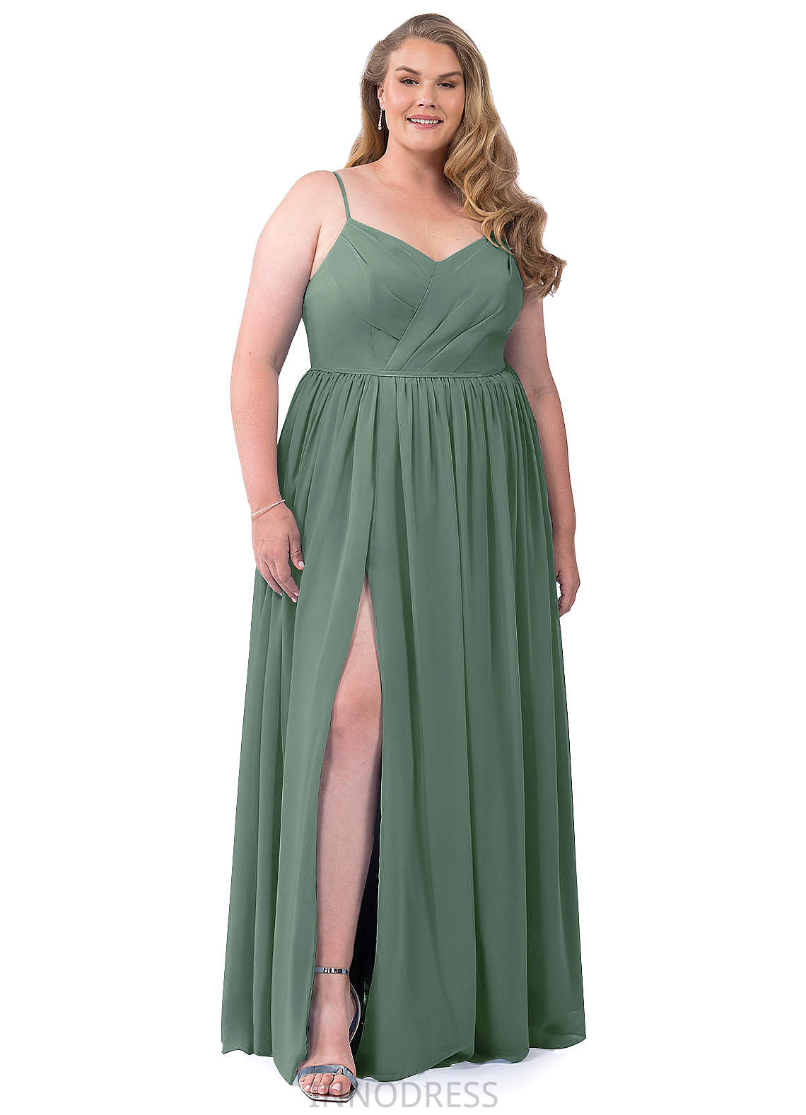 Kylie Natural Waist Floor Length A-Line/Princess Spaghetti Staps Sleeveless Bridesmaid Dresses