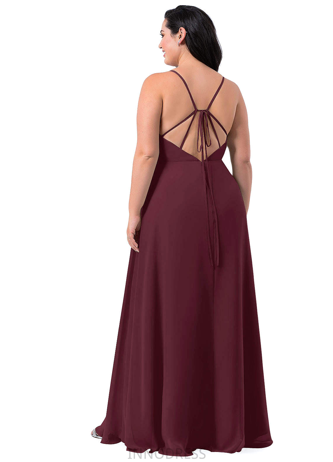 Kelsie Natural Waist Floor Length Spaghetti Staps Sleeveless Sheath/Column Bridesmaid Dresses