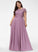Prom Dresses A-Line Lace Floor-Length Chiffon Neck Scoop Pockets Amiah With