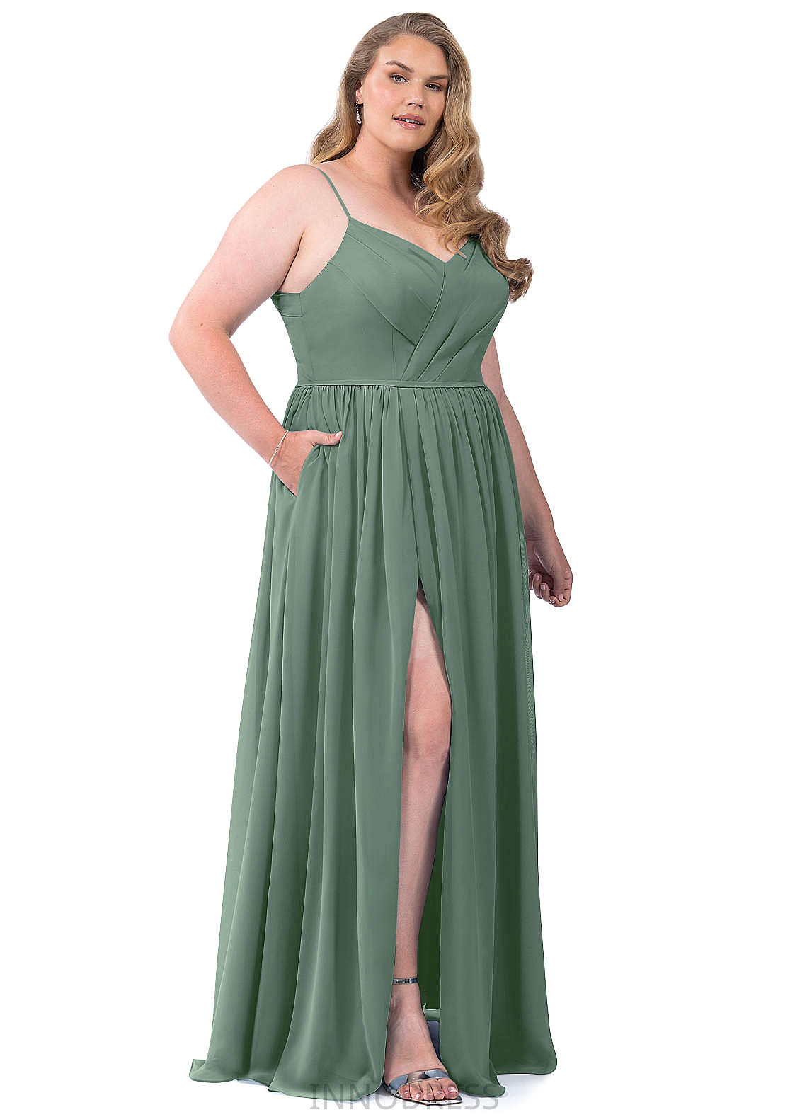 Kylie Natural Waist Floor Length A-Line/Princess Spaghetti Staps Sleeveless Bridesmaid Dresses