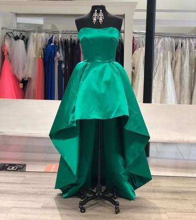 Homecoming Dresses Satin A Line Areli Strapless Sweetheart High Low Hunter Pleated