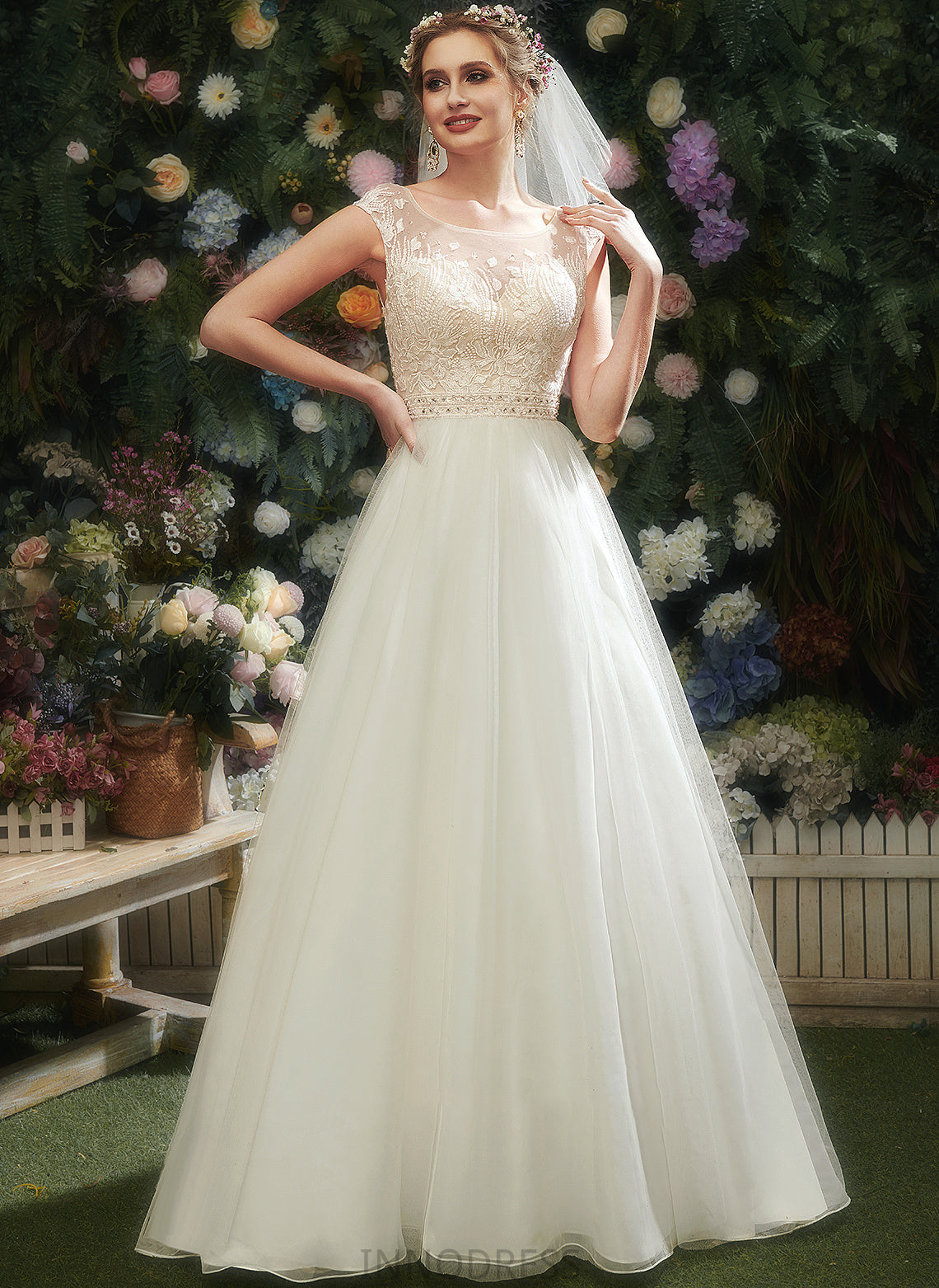 Dress Wedding With Lace Illusion A-Line Court Beading Sequins Wedding Dresses Asia Train
