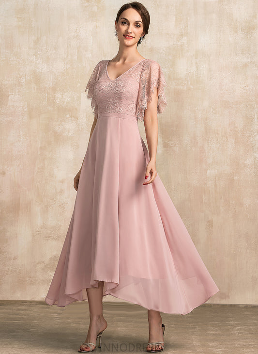 Lace Mother of the Bride Dresses A-Line Mother the of Dress Bride Tamia Chiffon V-neck Ankle-Length