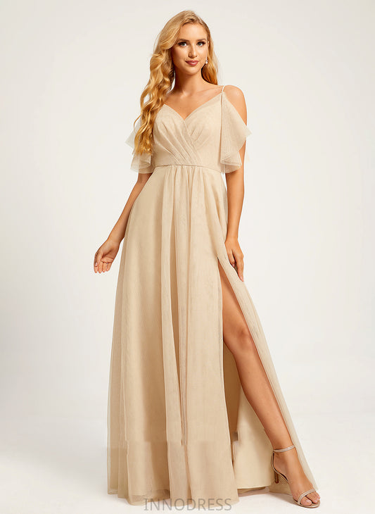A-Line Silhouette Length Floor-Length SplitFront Embellishment V-neck Neckline Fabric Rachel Scoop Floor Length Bridesmaid Dresses
