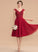 Caitlin V-neck With Prom Dresses Chiffon A-Line Knee-Length Lace Beading