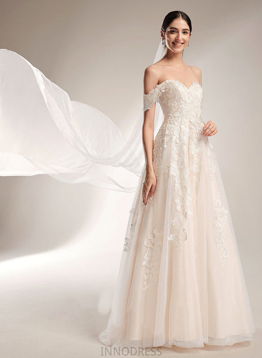 Off-the-Shoulder Wedding Dresses Lace Tulle Train Juliette Chapel Ball-Gown/Princess Dress Wedding
