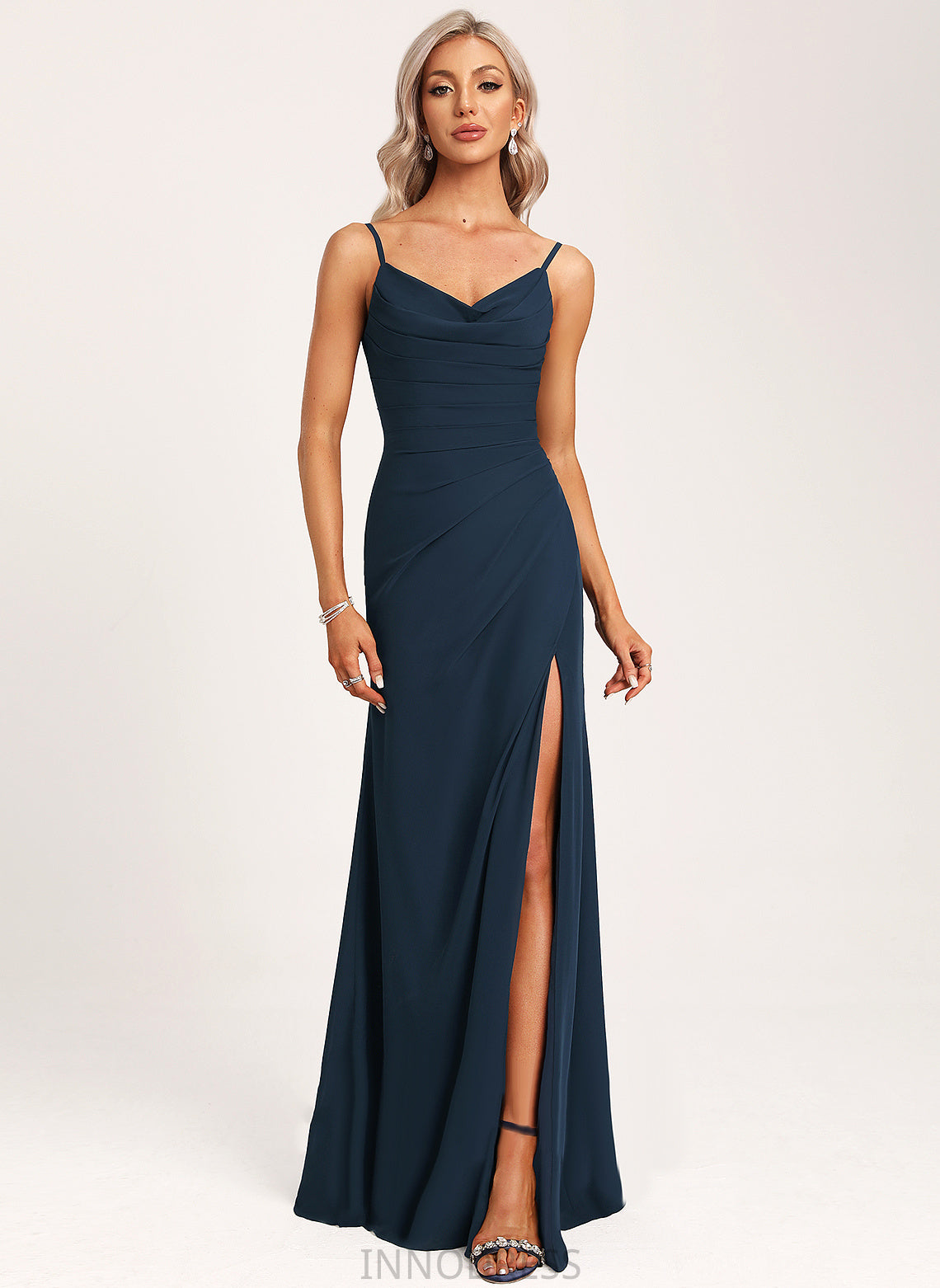Floor-Length Neckline Fabric Length Trumpet/Mermaid Cowl Straps&Sleeves Silhouette Kailee Bridesmaid Dresses