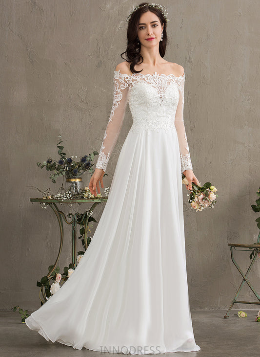 Lace Mimi Wedding Dresses Chiffon Floor-Length Dress A-Line Wedding Off-the-Shoulder