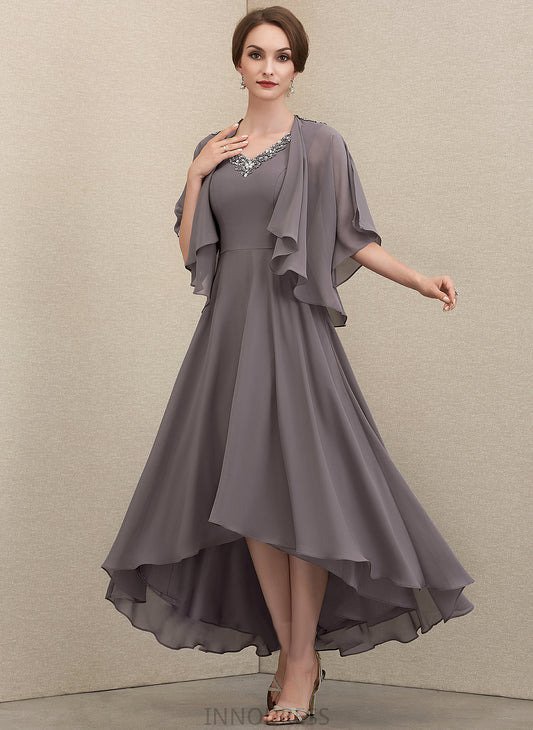 Asymmetrical A-Line Beading Chiffon of Bride Mother of the Bride Dresses the Kaila With Dress Sequins V-neck Mother