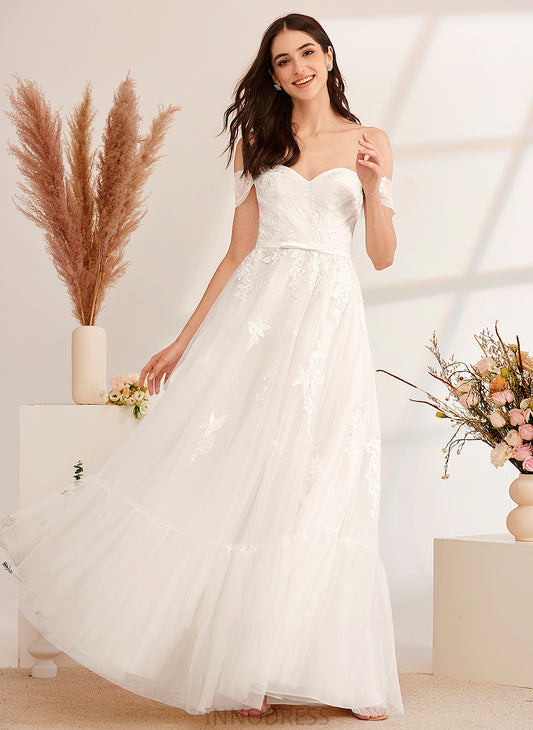With Wedding Dresses Quintina Sequins Off-the-Shoulder A-Line Beading Floor-Length Wedding Dress