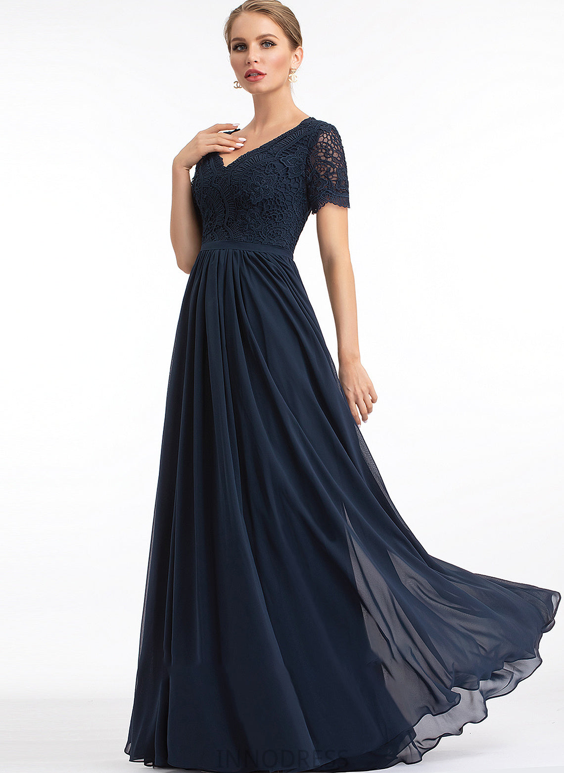 V-neck Fabric Lace Floor-Length Length Silhouette Neckline Sleeve A-Line Angel Spaghetti Staps Off The Shoulder