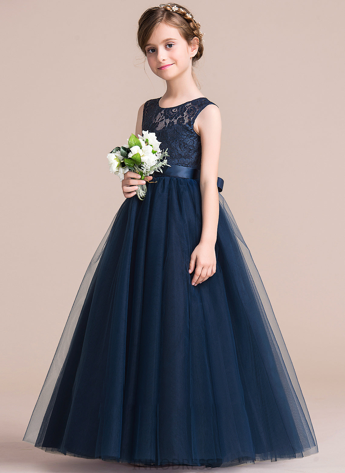 Ball-Gown/PrincessScoopNeckFloor-LengthTulleJuniorBridesmaidDressWithSash#126265 Junior Bridesmaid Dresses Rosemary