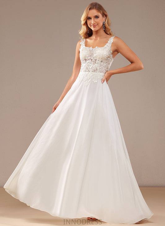 Square Chiffon Floor-Length Wedding Wedding Dresses With A-Line Dress Lace Sanaa Sequins