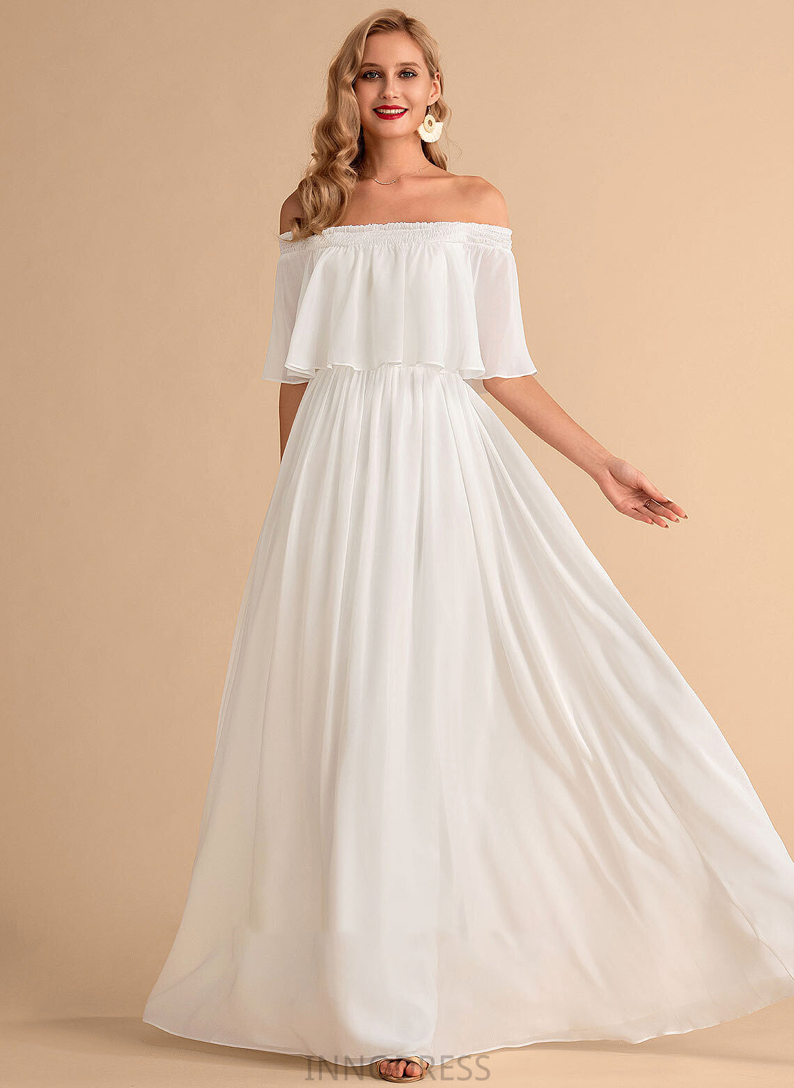 With A-Line Wedding Amanda Wedding Dresses Floor-Length Chiffon Split Front Dress