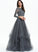 Sequins With Floor-Length Scoop Tulle Prom Dresses Beading Ball-Gown/Princess Neck Adison