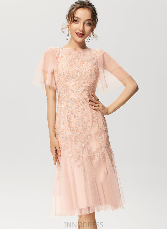 Neck Cecilia Dress Trumpet/Mermaid Scoop Lace With Knee-Length Cocktail Dresses Tulle Sequins Cocktail