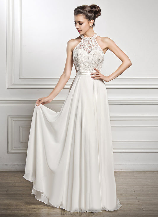 Floor-Length Dress Beading With Sequins A-Line Lace Chiffon Wedding Dresses Wedding Jaida