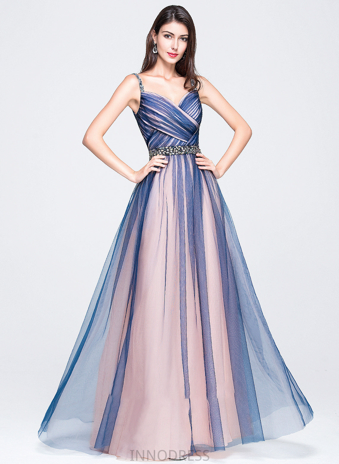 Beading Tulle Ball-Gown/Princess Floor-Length With Prom Dresses Sweetheart Cassie Sequins Ruffle