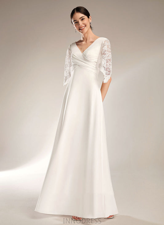Chiffon Sariah Floor-Length V-neck Wedding Dress Wedding Dresses Lace Sheath/Column