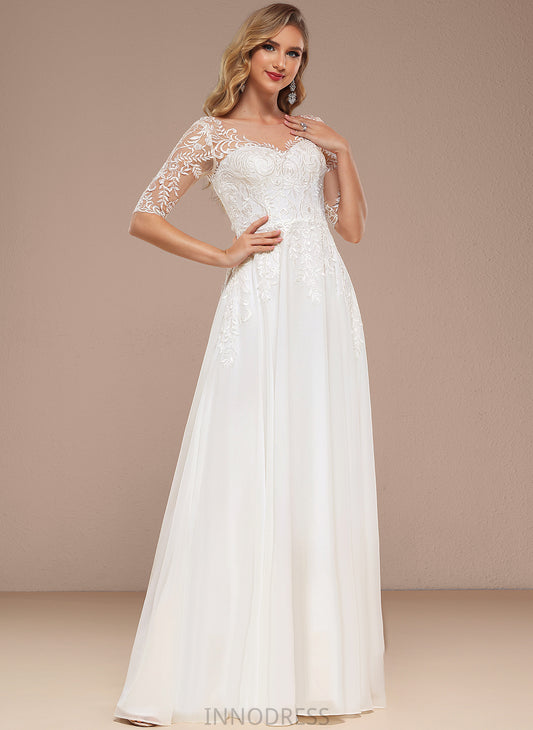 V-neck Wedding Chiffon Lace Daisy Wedding Dresses A-Line Dress Floor-Length