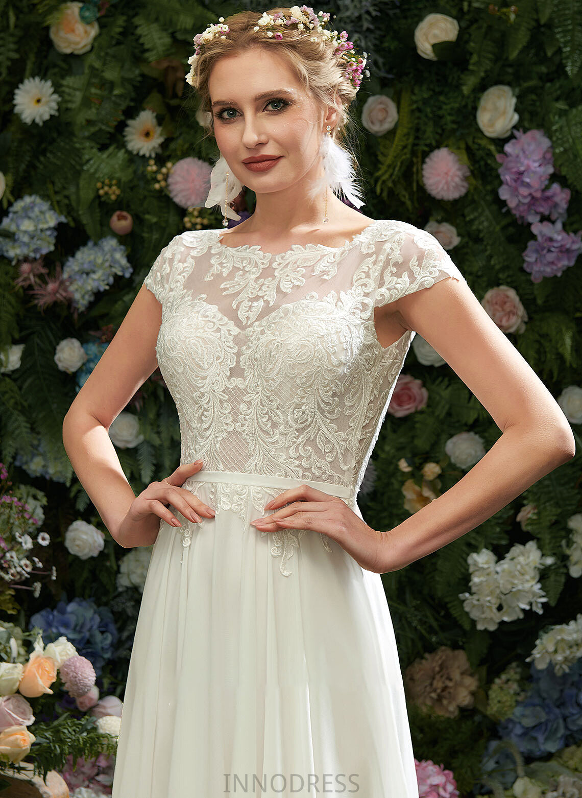 Wedding Dresses Dress Wedding Floor-Length With Illusion Madisyn Lace Sequins A-Line