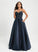V-neck Sequins Floor-Length Lace With Prom Dresses Paisley Satin A-Line