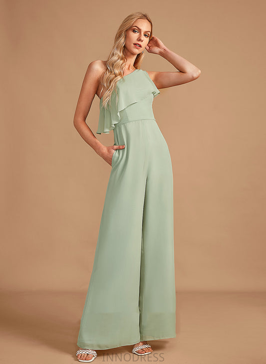 Neckline Length Ruffle Floor-Length Embellishment One-Shoulder Straps Fabric Emilia Floor Length V-Neck Trumpet/Mermaid Bridesmaid Dresses