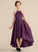 Kiara Neck A-Line Asymmetrical Junior Bridesmaid Dresses With Scoop Ruffle Satin