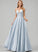 Satin A-Line Floor-Length Joy Prom Dresses V-neck