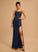 Chasity Beading With Sheath/Column Floor-Length Scoop Sequins Lace Neck Jersey Prom Dresses