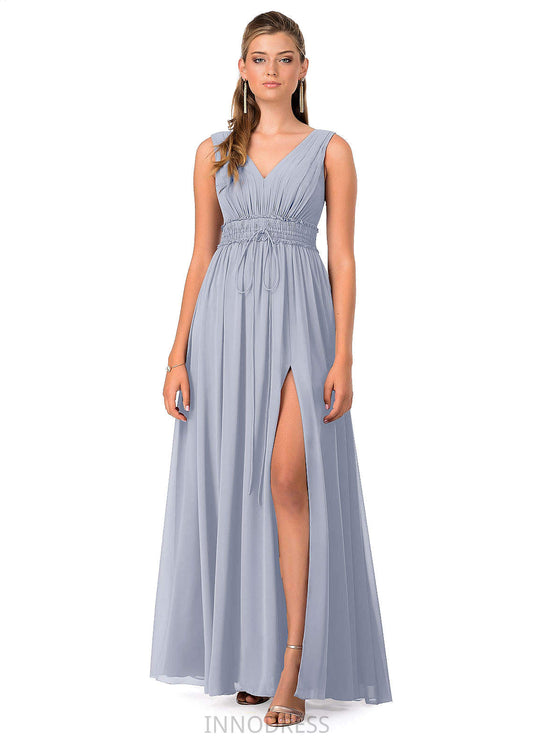 Cassandra Spaghetti Staps Natural Waist Sleeveless A-Line/Princess Floor Length Bridesmaid Dresses