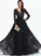 Sequins Train Sweep With Lace Ball-Gown/Princess Tulle Shayla V-neck Prom Dresses
