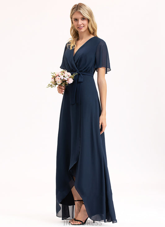 Bow(s) Asymmetrical Length V-neck Silhouette Neckline Fabric A-Line Embellishment Lorna V-Neck A-Line/Princess Bridesmaid Dresses