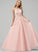 Prom Dresses Beading Floor-Length With Sequins Kailee Scoop Lace Neck Ball-Gown/Princess Tulle