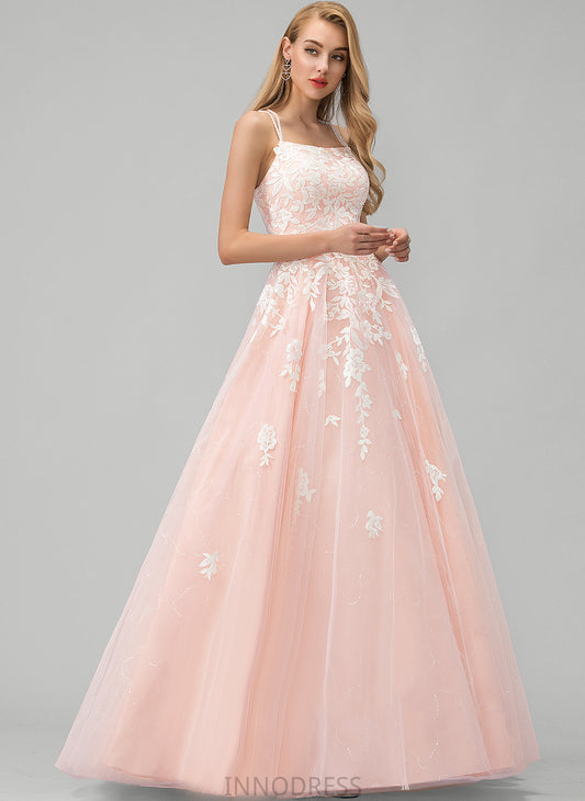 With Square Prom Dresses Nancy Sequins Lace Floor-Length Tulle Ball-Gown/Princess