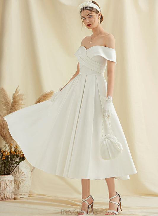 Dress Wedding A-Line Tea-Length Wedding Dresses Jamie Satin