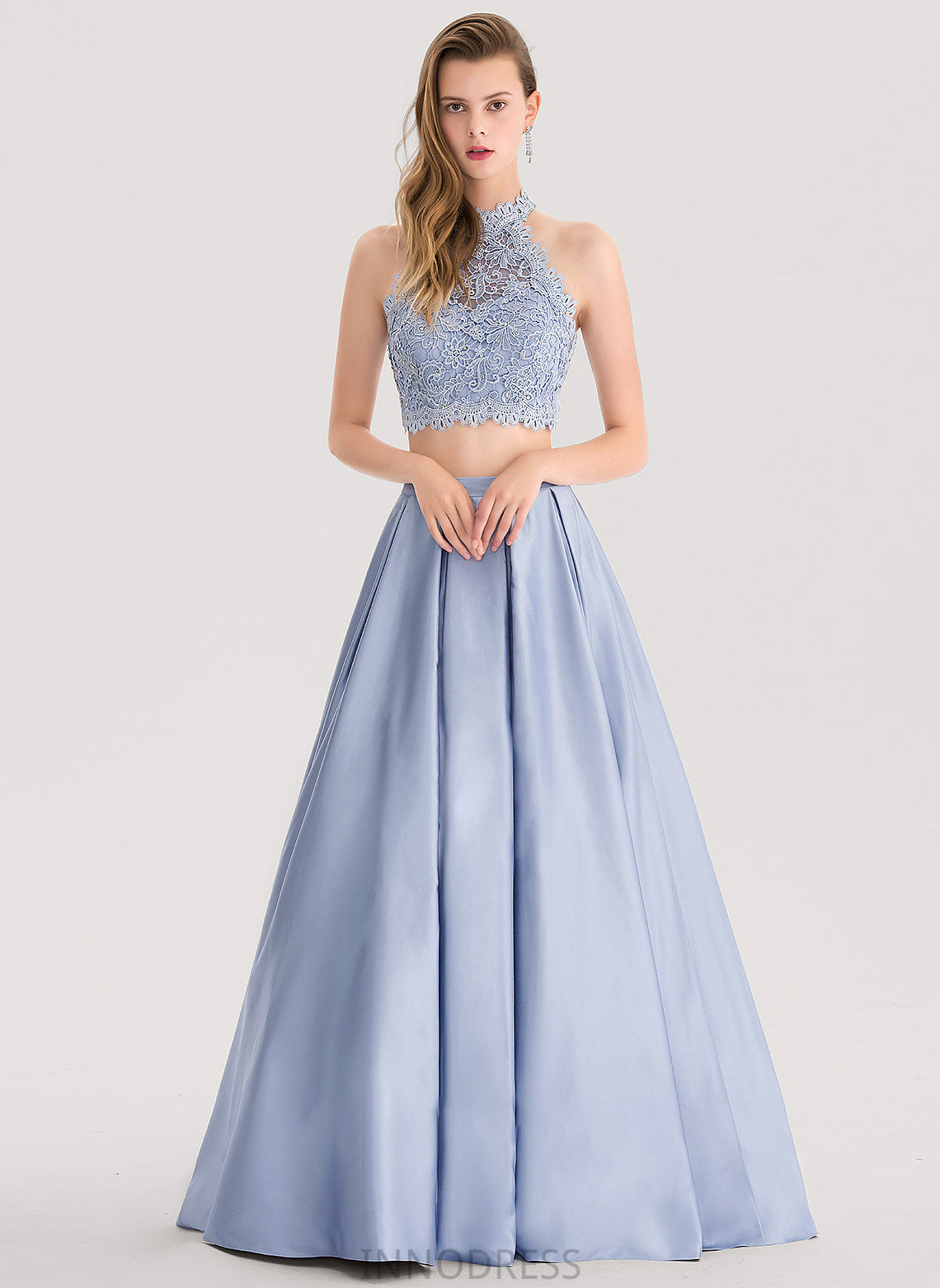 Beading Amara With Neck Sequins Ball-Gown/Princess Scoop Prom Dresses Floor-Length Satin
