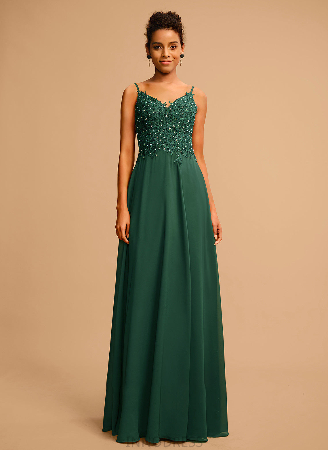 A-Line With V-neck Lace Cali Prom Dresses Beading Chiffon Sequins Floor-Length