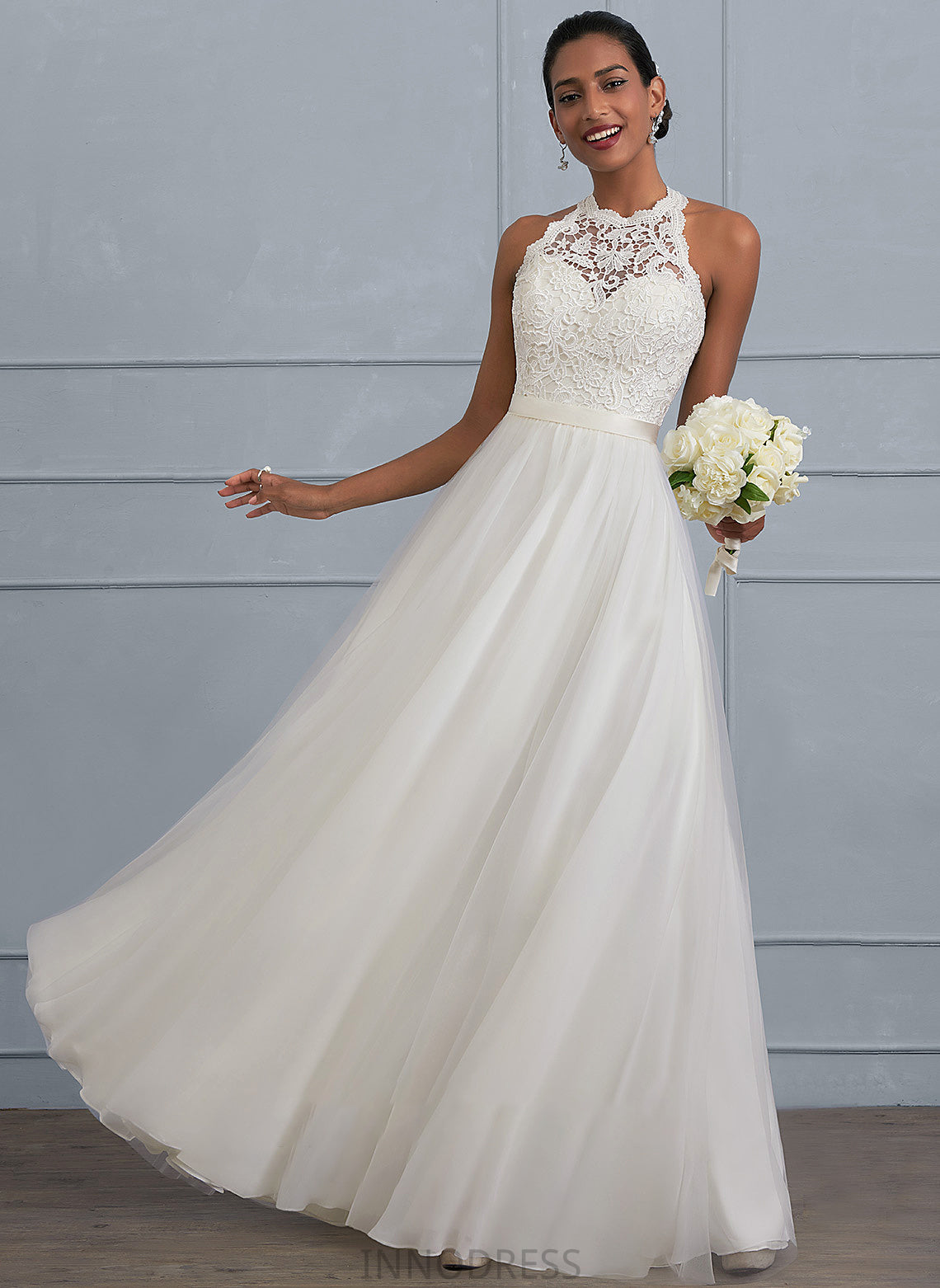 Neck Floor-Length Wedding Dresses Dress Wedding Scoop Tulle A-Line Miranda